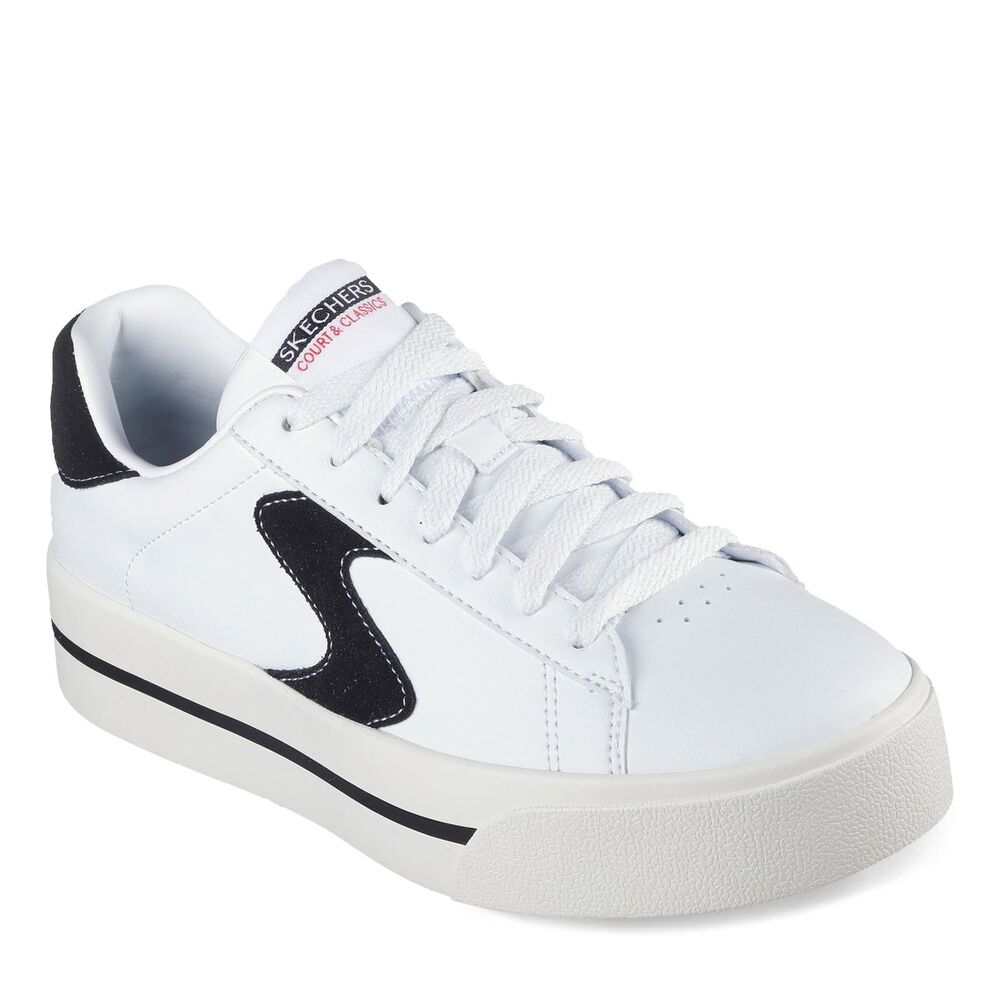 Skechers Court Classics Women's Camden Been Lifted Sneakers White Black Sz 11 M
